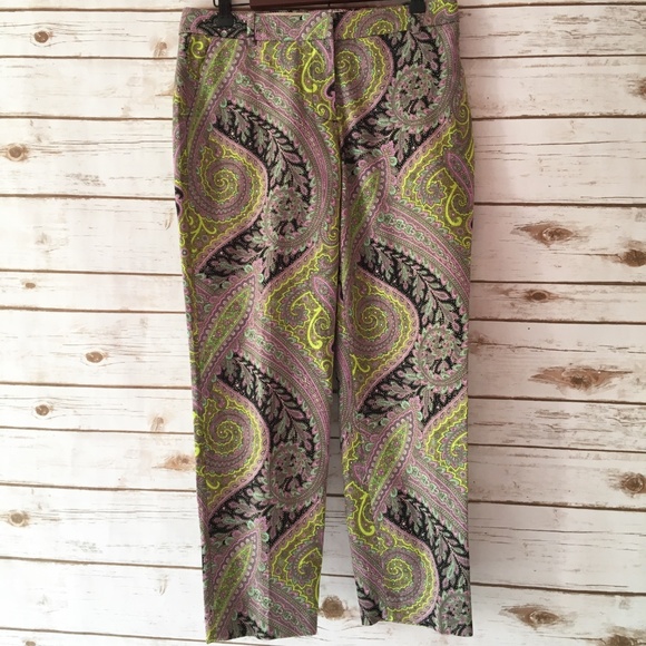 J.Crew Tall Cafe Capri In Paisley Print Size 4 - Picture 3 of 9